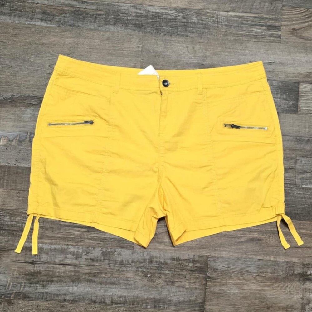 NWT Style & Co Yellow Cargo Chino Stretch Shorts XL 18 Orig$79+Tax